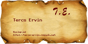 Tercs Ervin névjegykártya